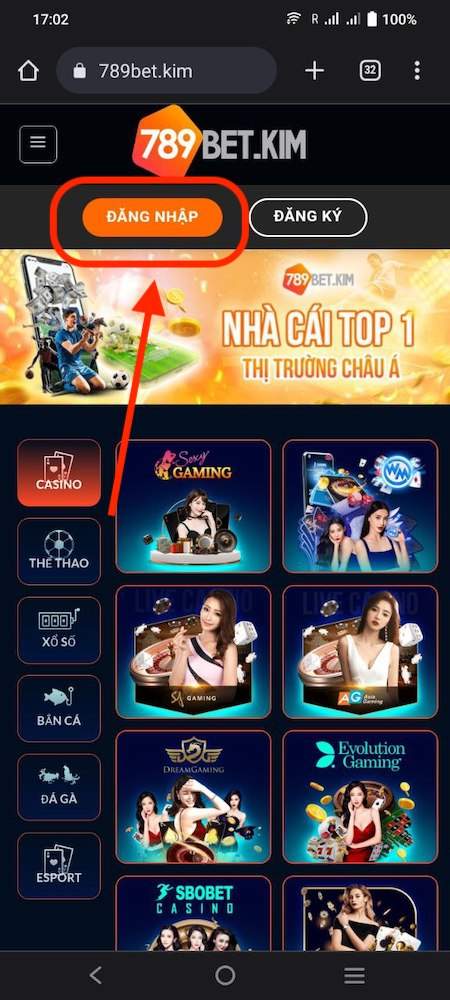 Vào nhà cái 789BET và chọn đăng nhập