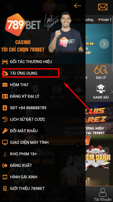 Chọn tải ứng dụng để tải app 789bet